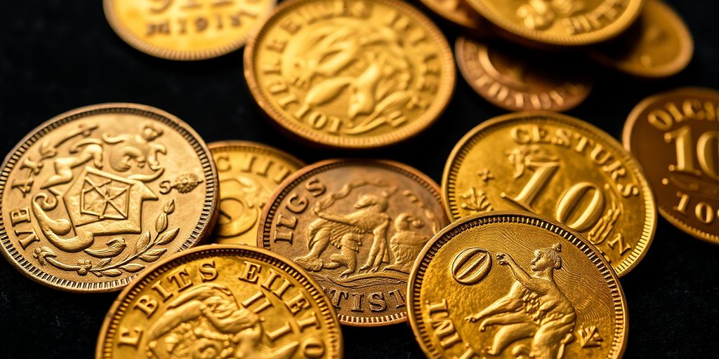 Pièces d'or historiques du début du 19ème siècle.