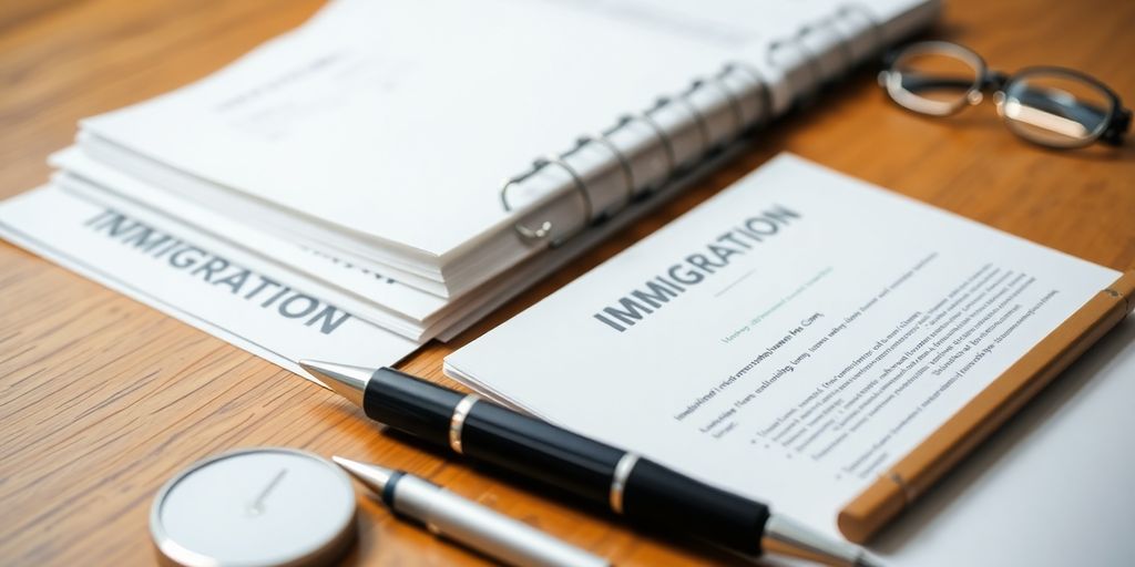 Documents and translation tools on a desk.