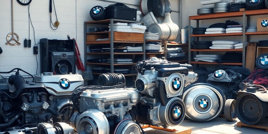 BMW engine components and car parts.