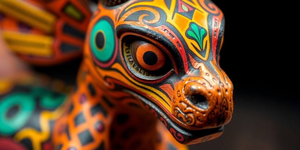 Alebrije de madera tallada con pintura vibrante