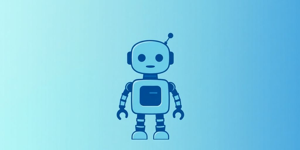 Minimalist robot interacting with thought bubble.