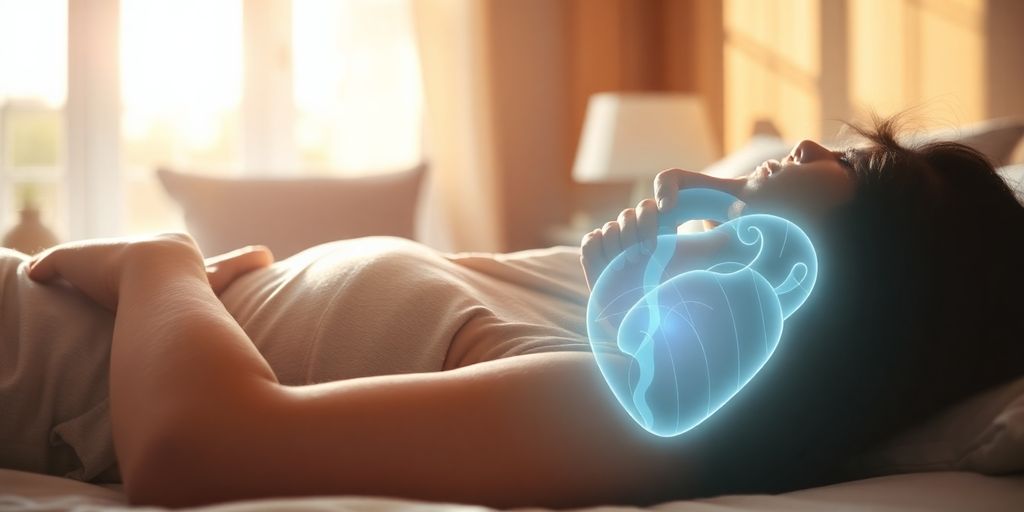Person sleeping peacefully with a healthy heart.