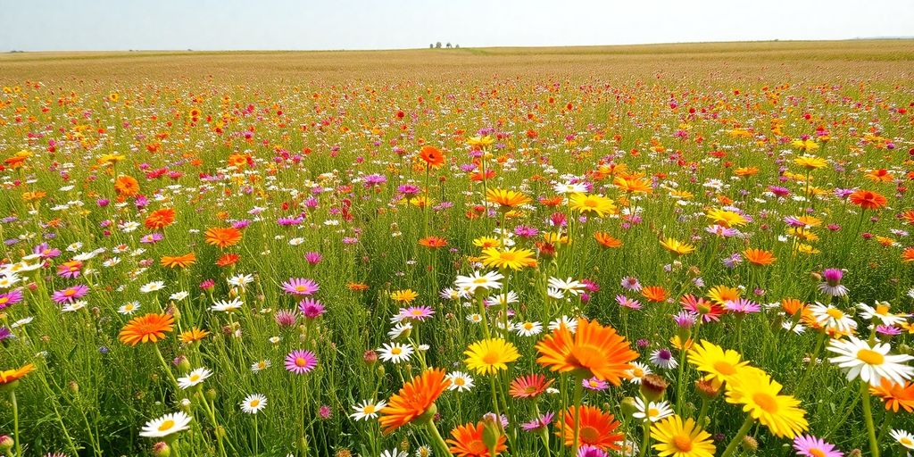 Vibrant wildflowers in a sun-drenched field.