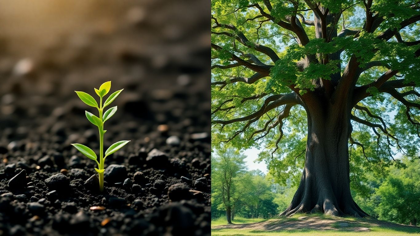 Seedling and mature tree comparison