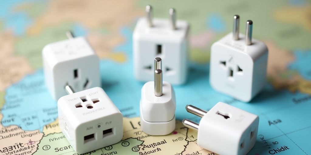 Reiseadapter: Universal und regional in verschiedenen Designs.