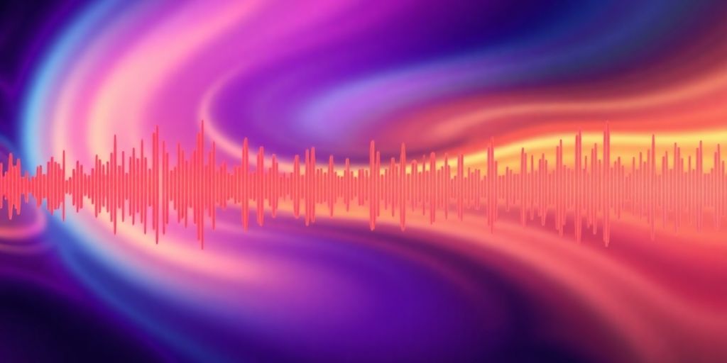 Podcast music waves blending into silence.