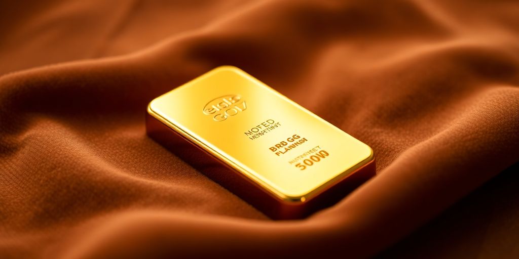 Barre d'or sur un tissu en velours.