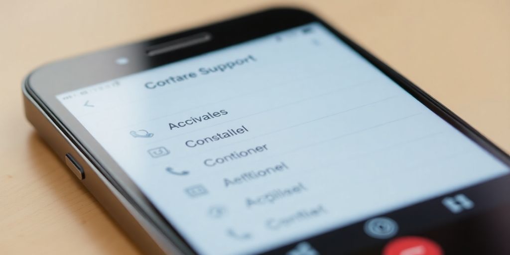 Smartphone showing contact list for customer support.