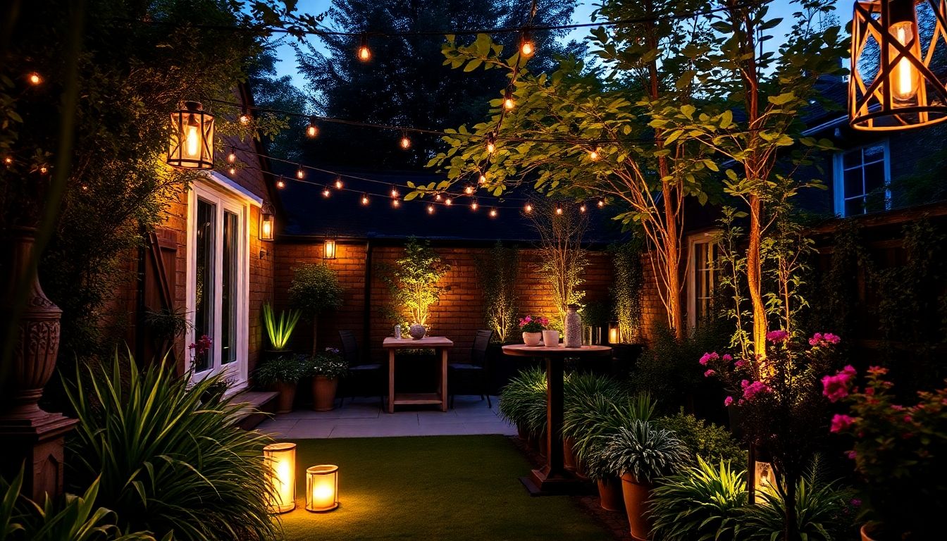Stylish garden lighting in a London outdoor space.