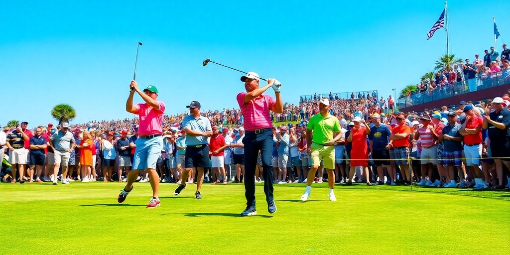 Players in action at a PGA golf tournament.