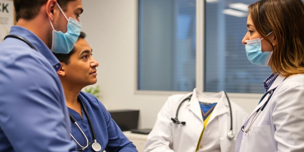 Healthcare provider consulting a patient about PEP options.
