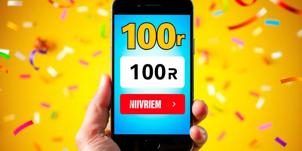 Hand holding smartphone with a redeem code.