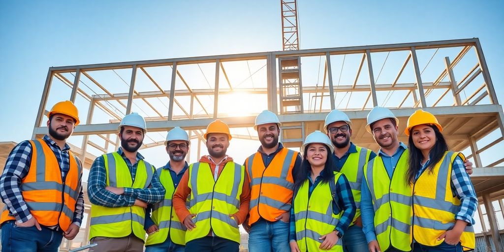 Construction team working on new building.
