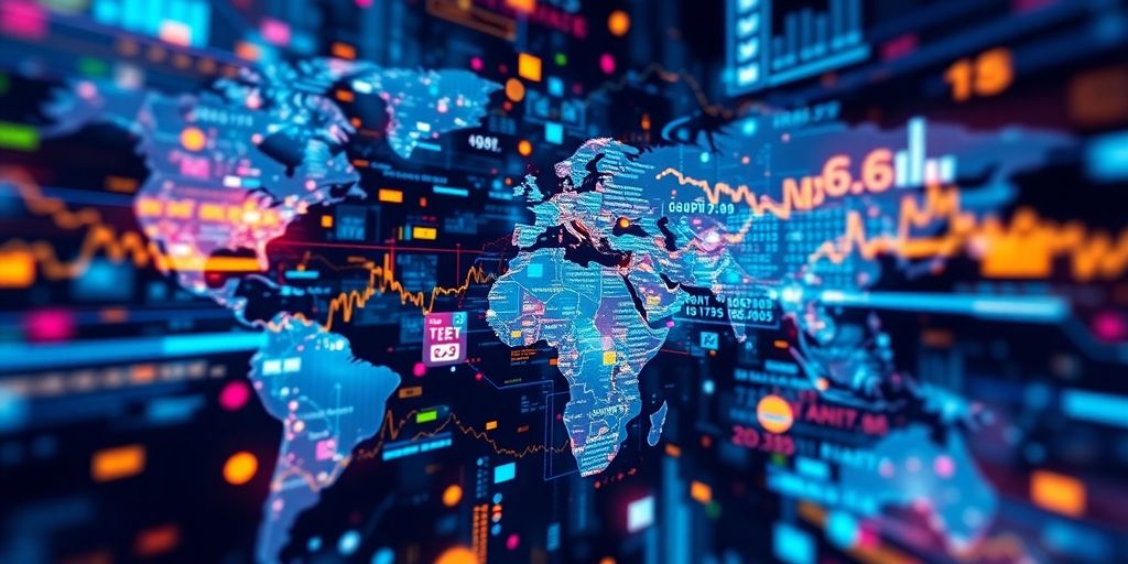 Financial data streams flowing digitally.