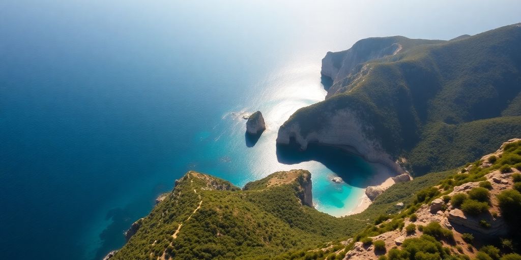 Vue aérienne du Cap Corse avec ses paysages magnifiques.
