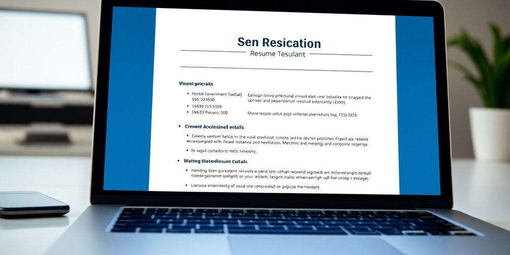 Federal resume on a laptop screen.