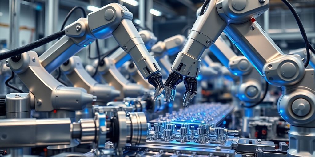 Robots with advanced technology working.