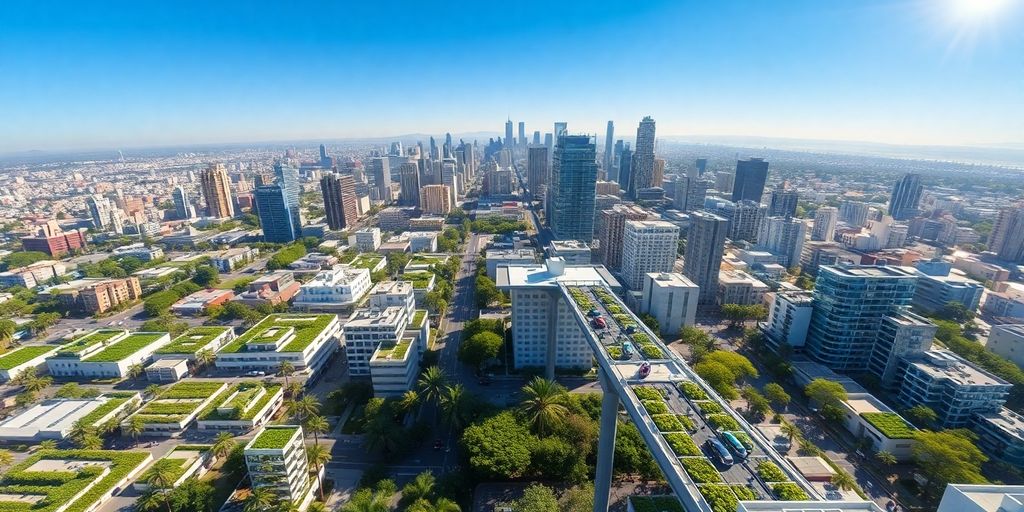 Los Angeles futuristic green city.