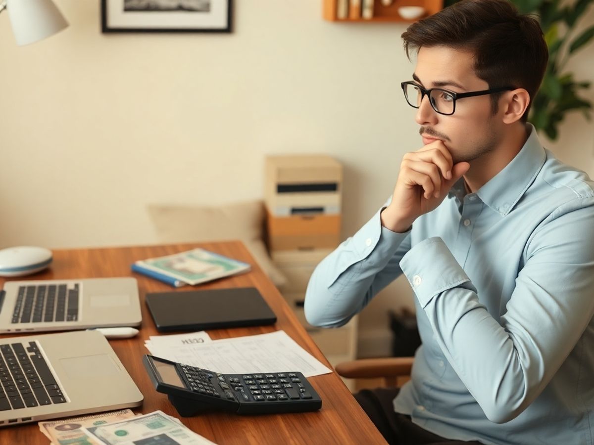 Persoană gândindu-se la gestionarea finanțelor personale.