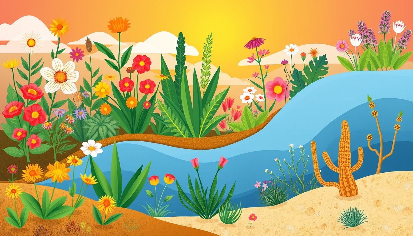 Diverse plants thriving in various climates