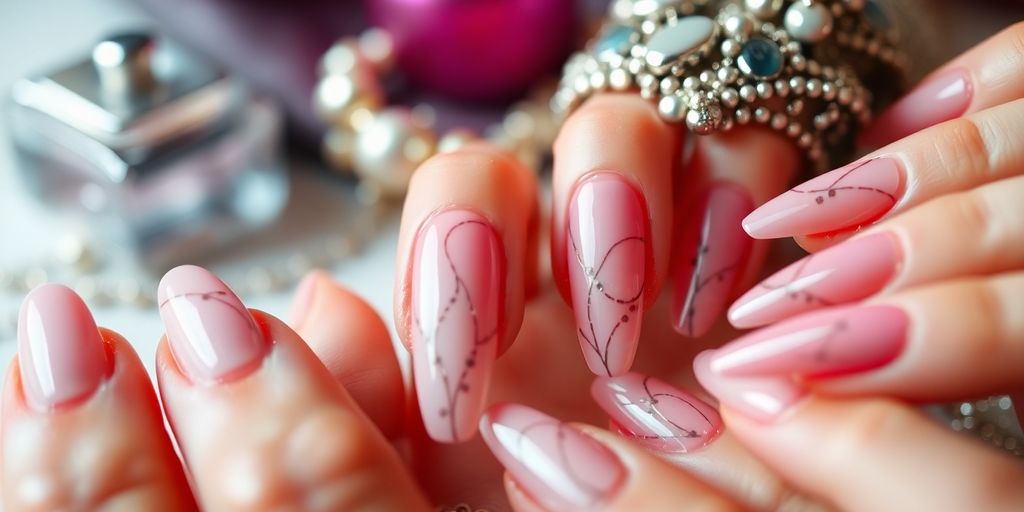 Unhas postiças coloridas e modernas em destaque.