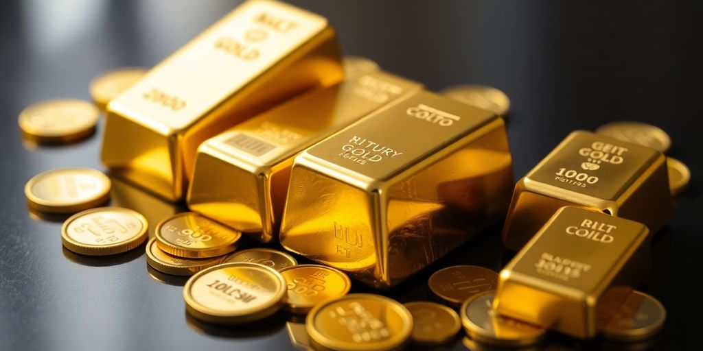 Lingots et pièces d'or sur fond noir