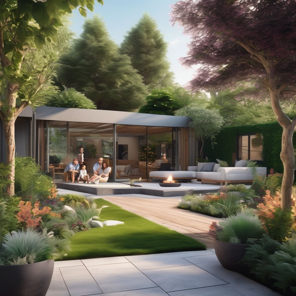 family enjoying a beautifully designed garden