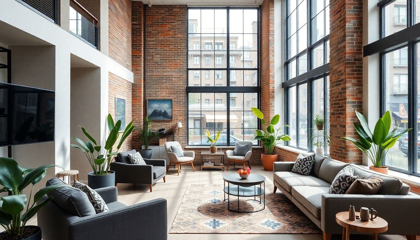 Modern London flat with stylish decor and large windows.