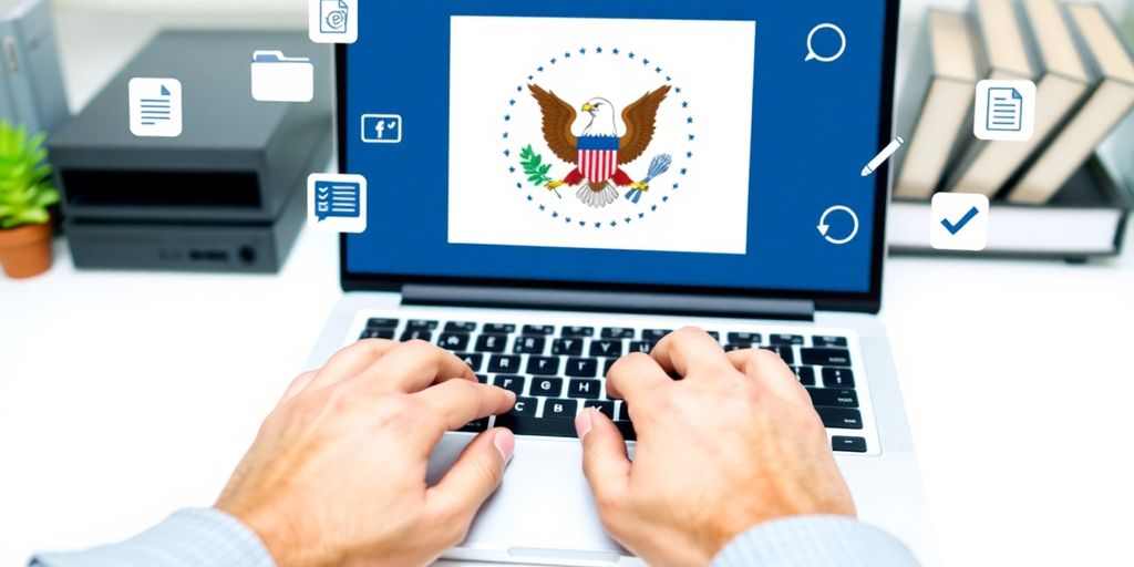 Person building federal resume online.