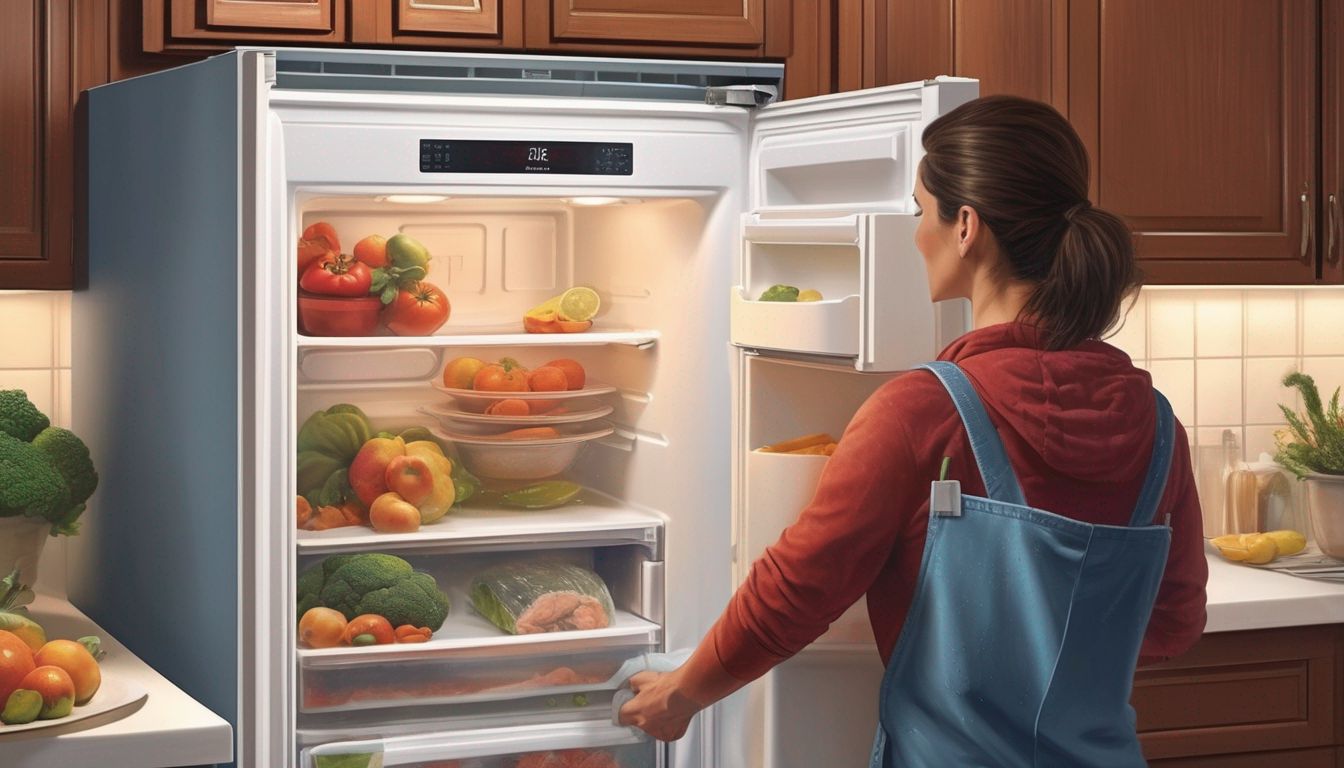 homeowner defrosting a freezer in a kitchen