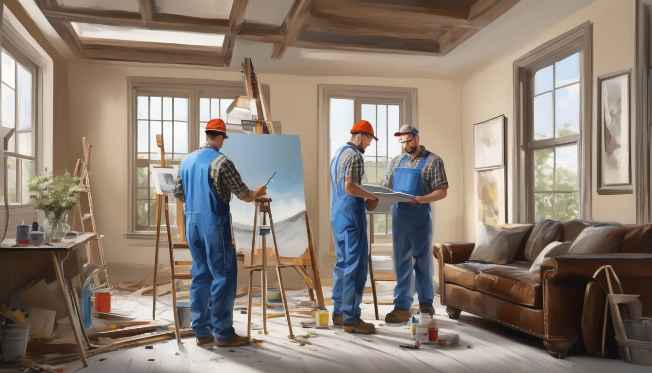 professional painters reading reviews and discussing project