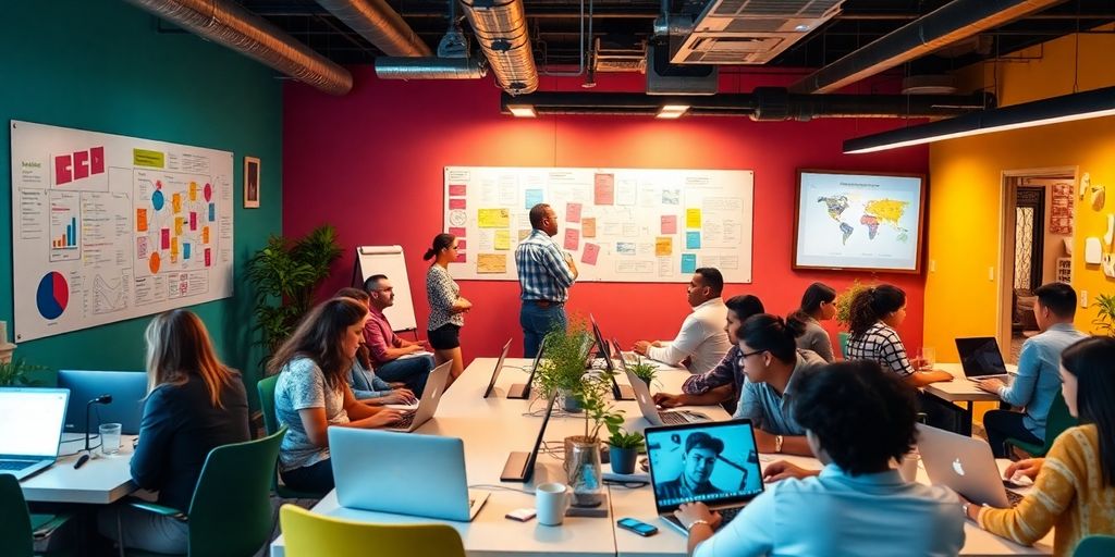 Creative workspace at Fresh Content Society digital marketing company.