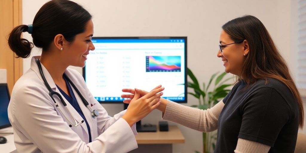 Patient receiving care instructions from a medical professional.