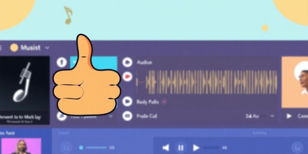 Music playlist with a thumbs up icon.