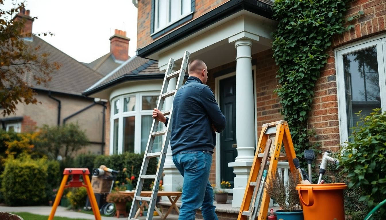 Landlord inspecting property with tools in London.