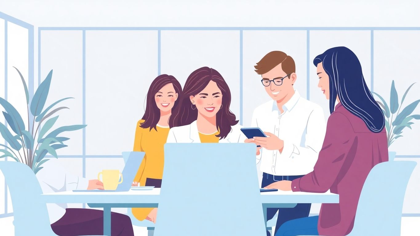 Illustrasjon av samarbeid om CRM-strategier i salg.