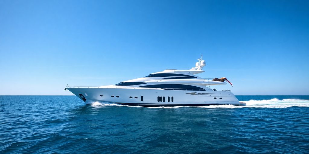 Modern cruiser yacht sailing on blue ocean