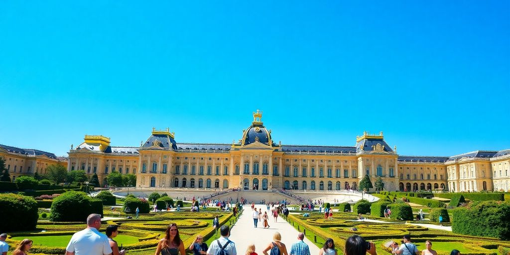 Vue sur le Palais de Versailles et ses jardins.