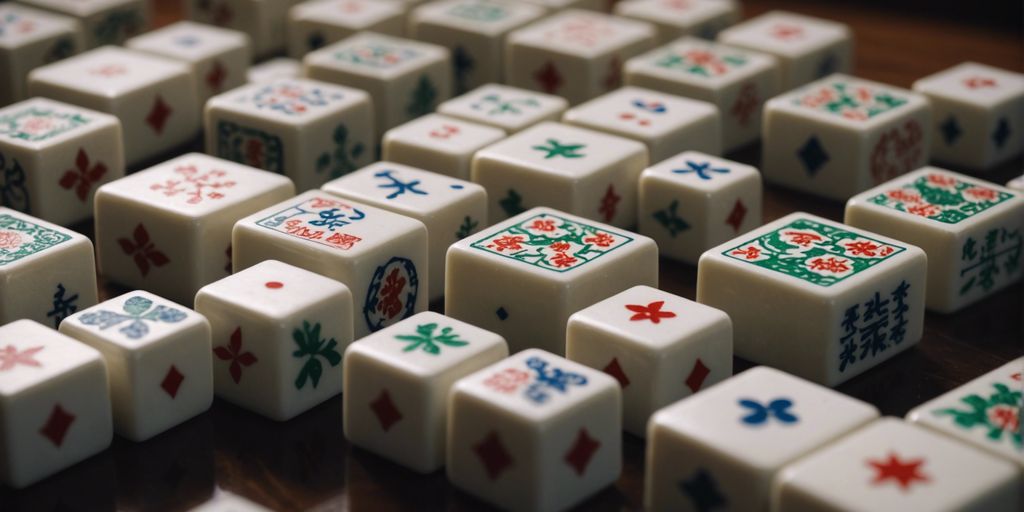 Different sized Mahjong tiles arranged in a pattern.