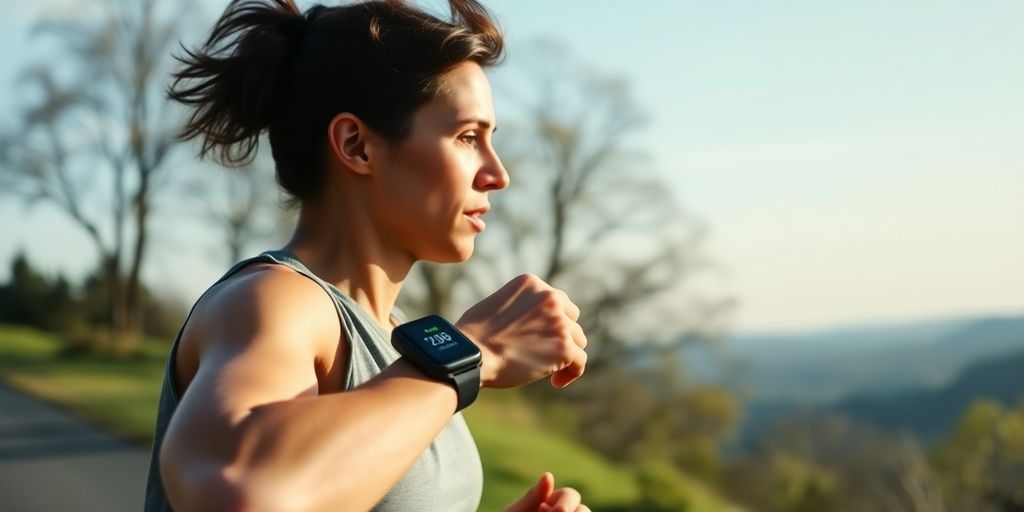 Runner practicing half marathon pace on a scenic path.