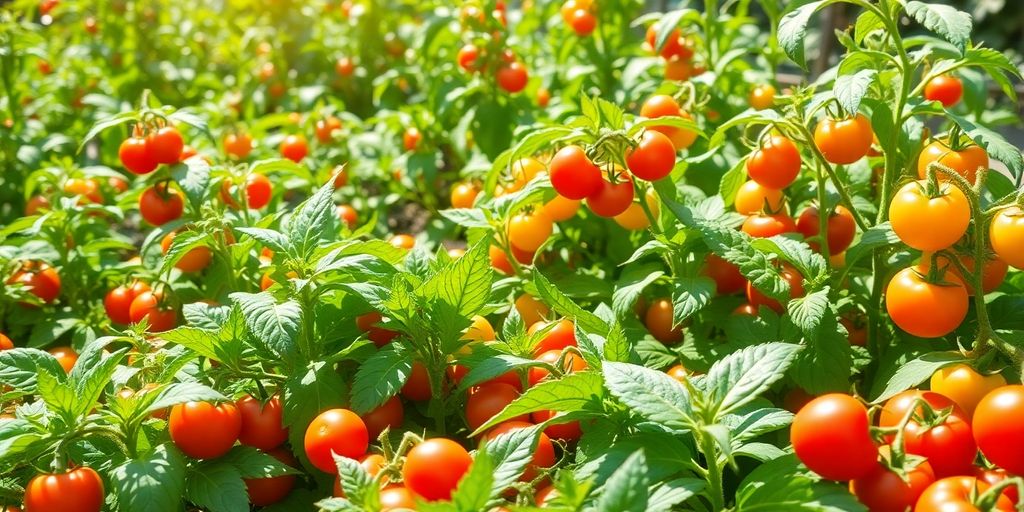 Vibrant vegetables growing in a sunny garden bed.