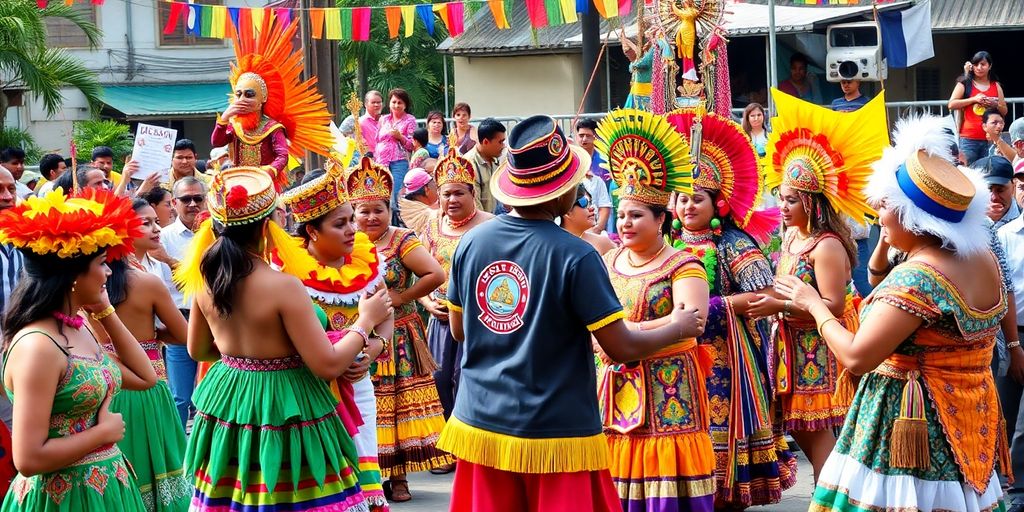 Cenas de festival folclórico do Nordeste brasileiro.