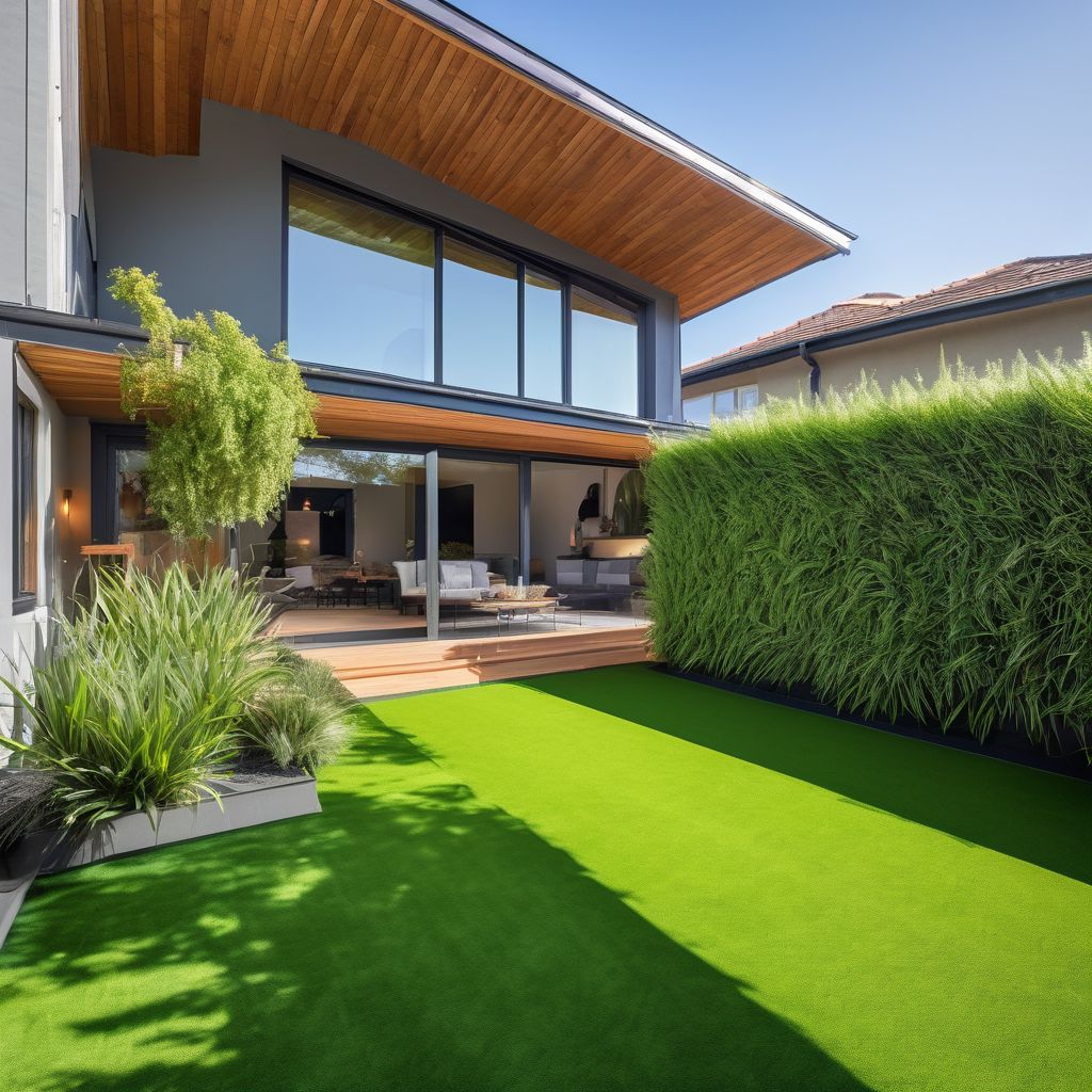 artificial grass in a sustainable energy efficient home garden