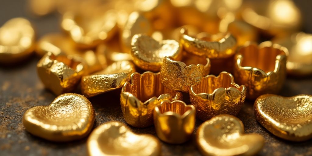 Piles d'or dentaire anciens pour la vente.