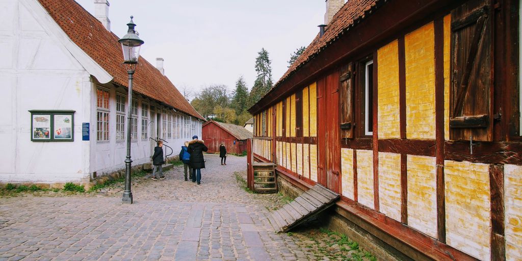 architectural photography of yellow and brown house
