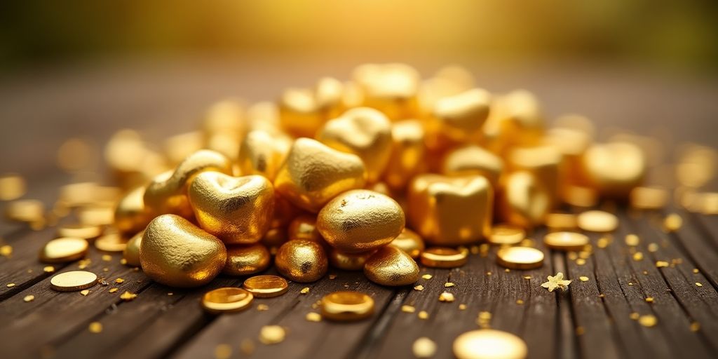 Des morceaux d'or dentaire brillants sur une surface en bois.