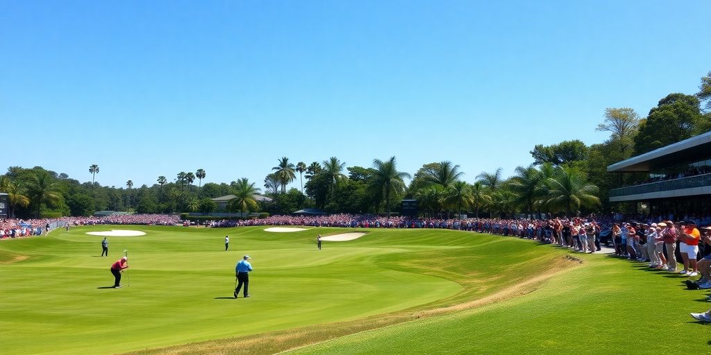 Golf players on a lush course during the championship.