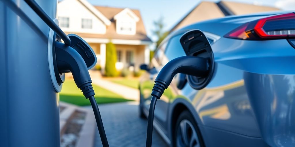 Home EV charger connected to an electric vehicle.