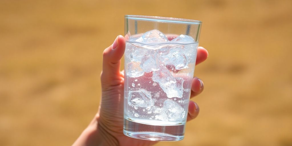 Woman drinking water from a stylish bottle.