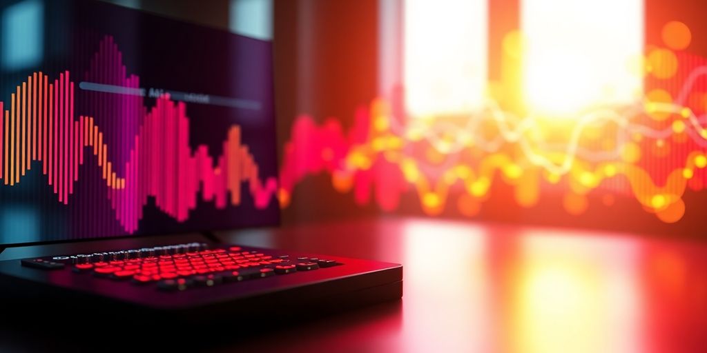 AI platform creating vibrant audio waves.